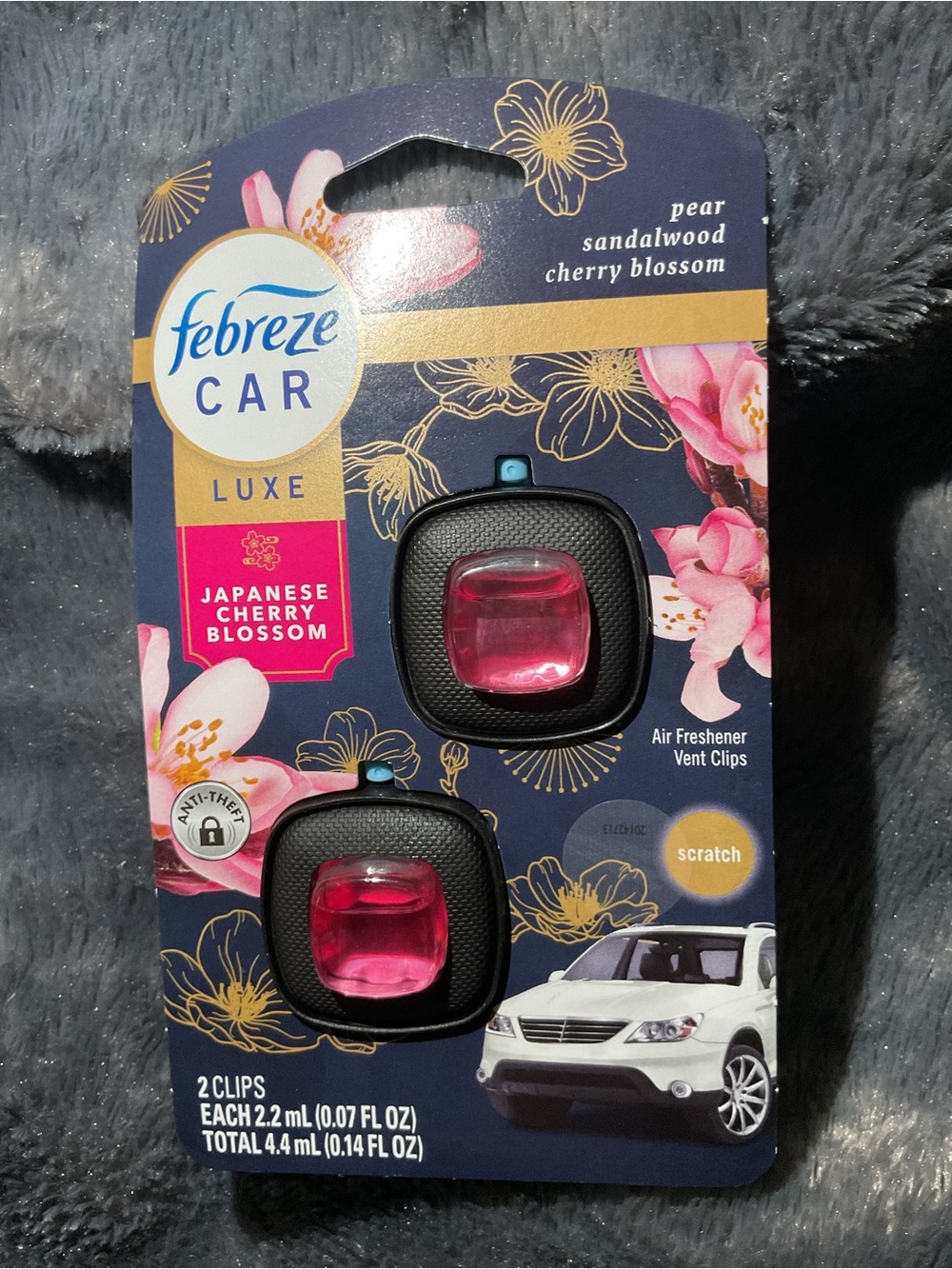 Febreze Car Luxe Japanese Cherry Blossom Vent Clips - Dark Pink & Black